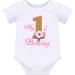 FYMNSI Baby Girl 1st Birthday Outfit Set - Flower Romper, Tutu Skirt, Crown Headband in Pink - Buy Online on GoSupps.com