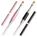 TOROKOM 2Pcs Poly gel Brush Dual-Ended Poly gel Brush and Spatula Picker Stainless Steel Poly gel Brush Pen for  Nails Extension Application Tool(Pink & Black)