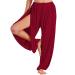 Lofbaz High Slit Yoga Harem Pants for Women Dance PJs Lounge Maternity Trousers XL Dark Red