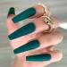 Yheakne artificial fingernails with long coffin ballerina green matt French nails for clipping punk luxury artificial nails for women and girls 24 pieces (green)