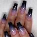 Long Press on Nails Coffin Fake Nails Purple and Black Gradient French Press on False Nails Acrylic Nails Full Cover Glossy Glue on Nails Medium Reusable Artificial Stick on Nails for Women Girls