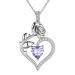 Cute Cat Necklace with Sparkling Zirconia Crystal Birthstone Pendant Necklace for Girls Womens White Gold Over 925 Sterling Silver Animal Necklace Birthstone Jewelry Sweet Present Girlfriend Sisters F June - Tanzanite