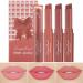 3 Colors Red Tube Lipstick Cigarette Lipstick Set Labiales Mate Velvet Lipstick Moisturizer & Smooth Long Lasting 24 Hours Waterproof (Set B)