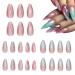 False Nails - Press On Nails Ombre Fake Nails Medium False Nails Ombre | Almond Cat Eye Medium Fake Nails Includes 24 Press On Nails and Nail File For Woman Girl 12 Sizes
