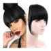 Bangs Hair Clip Straight Synthetic Blunt Bangs Clip in Bangs Hair Extensions Synthetic Neat Flat Bang with Temples Thick Front Face Fringe Bangs Hairpieces for Women Bangs Clip in Hair (Color : 1B 6inches 1B