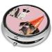 French Bulldogs Mini Round Pill Box - 3 Compartment Portable Organizer for Travel Home & Office - Buy Online on GoSupps.com