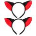 Bohue 2 Pieces Fox Ears Headband Cartoon Fox Halloween Hair Hoops Plush Animal Ears and Horns Headband Halloween Costumes Cosplay Party for Girls Boys (Black)