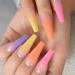 Colorful Ombre Rainbow French Coffin False Nails - Long-lasting, Reusable, Summer Shades | L5880 - Buy Online on GoSupps.com
