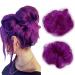 iLUU Women's Thick Hair Bun 2PCS Purple Curly Wavy Updo Hair Bun Extensions Synthetic Heat Resistent Natural Fiber Messy Hairpieces for Women Party Daily Use (#51P Purple Color) #51P-hot purple