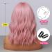Oefei 14 Inch Short Wavy Pink Bob Wig - Heat-Resistant Synthetic Hair for Cosplay & Daily Use - Perfect for Parties - Buy Online on GoSupps.com