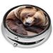 Round Pill Box 3 Compartment - Portable Travel Pill Organizer for Vitamins - Compact Medicine Case - Brown Bears Design - Buy Online on GoSupps.com