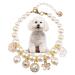 Hacraho pet pearl neck band 1 piece pearl crystal dog necklace adjustable cat neck band with glittering rhinestone decor for small dogs and cats size M