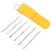 Healvian Ear Wax Removal Kit 6pcs Ear Cleaning Tool Kit Stainless Steel Ear Spoon Picks Curette with Leather Storage Bag Portable Ear Cleaner for Home Travel