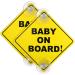 2 Pcs Baby on Board Sign for Car 12cm x 12cm Safety Baby on Board Car Warning Signs with Double Suction Cups Reusable Durable Car Baby Stickers for Car Window Easy to Apply & Remove