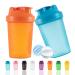 OOTD protein Shaker bottle 400 ml leakproof BPA free protein shaker for supplement shakes with sieve & scale fitness mixer for creamy whey protein powder shakes (Blue+Orange (2PCs) 400ml blue+orange