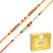 Ghasitaram Gifts Rakhi for Brother Rakhis Online - Set of 2 6045 6082 Rakhi Threads with 400 GMS of Soan Papdi