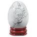 Ladeukoi Stone Egg Figurines Polished Healing Crystal Easter Eggs Ball Sculpture with Wooden Stand 45mm Tall White Howlite Turquoise