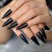 24pcs Extra Long Matte Black False Nails - Full Coverage Reusable & Long Lasting - International Shipping Available - Buy Online on GoSupps.com