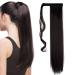 26" Long Straight Wrap around Ponytail Extensions Synthetic Clip in Ponytail Hair Extensions Hairpiece - Dark Brown 26 inch Dark Brown
