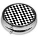 Mini Travel Metal Pill Box - 2x2 in Black & White Checkered - Ideal Medicine Organizer for Purse & Pocket | International Shipping Available - Buy Online on GoSupps.com