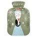 Christmas hot water bottle with cat with soft fleece cover 2 litre hot water bag for hot and cold compresses