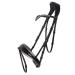 QHP Swedish Bridle Lupine Leather Browband with Rhinestone Splinters (Pony black/grey) Pony noir/gris