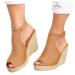 Foldap Summer Sandals for Women 2023 Womens Wedges Shoes 2023 Summer Open Toe Breathable Beach Sandals Platform Sandal Women 7.5 A1-khaki