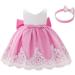 FYMNSI Baby Girl Baptism Christening Dress | Lace Floral Embroidered Princess Gown | Pink, 9-12 Months - Buy Online on GoSupps.com