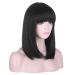 AMZCOS 15 Short Straight Black Bob Wig with Bangs - Heat Resistant Synthetic Hair for Women - Buy Online on GoSupps.com