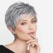 BECUS Short Gray Wigs with Bangs Sliver Gray Wigs Pixie Cut Layered for Women Synthetic with Free Wig Cap(Grey Mix Black) B-Grey Mix Black