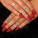 Bohend Cercueil Mat Faux Ongles Moyen Couleur Pure Ballerine Couverture Compl te Art Faux Ongle Consils 24Pcs Pour Femmes Et Filles (Red)