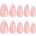 Danshinbow 24 Pieces French Oval False Nails Pink Silver Glitter Powder Print on Nails for Women and Girls - Buy Online on GoSupps.com