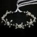 Sibba Flower Girl Headpiece Silver Wedding Headband Pearl Hair Accessory Princess Crystal Head Wear Women White Rhinestones Hairbands Bridal Hair Hoop for Birthday Party First Communion