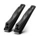 BEZOX Nail Clippers 2pcs Set - Straight Blade Toenail Clipper and Curved Blade Fingernail Clippers - Premium Nail Trimmer Cutter for Thick Nails and Ingrown Toenails BLACK