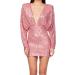 Shop Hanxiulin Women's Vintage Party Dress High Waist Sequin Mini Dress in Pink XXL | Long Sleeved Tunic Style - Buy Online on GoSupps.com