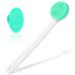 QiqaMole 1 Pack Silicone Shower Body Brush for Bath  Back Brush Scrubber  Non Slip Shower Brush Exfoliator with Long Handle  Soft Bristles & 1 Pack Face Cleansing Brush (Green)