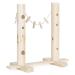 Navaris Wooden Rabbit Feeder Station - Wood Feeding Holder for Bunny Rabbits Bunnies Small Animals Pets - Pinewood Food Rack with Hanging Clips