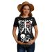 For G and PL Halloween Pregnancy Womens Top Maternity Funny Graphic Short Sleeve Shirt S-XXL L Skeleton