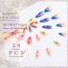 Medium Almond French Tip Uranian Press on Nails - Red Blue False Nails with Cute Lattice Flower Designs - 24pcs Full Cover Glue On Nails (Style J) - Buy Online on GoSupps.com