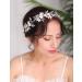 Deniferymakeup Silver Hair Piece Flower Hair Vine Bridal Floral Hair Piece Flower and Leaf Headband Rhinestones Wedding Hair Accessories for Brides - Buy Online on GoSupps.com