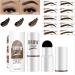 Eybrow stamps and eyebrow template set waterproof durable eyebrow stamp with 10 pieces of reusable eyebrow-template-up kit (dark brown)