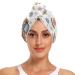 Cartoon Bear Flower Bucket Hair Towel 2 Pack Super Absorbent Hair Drying Towel Quick Dry Hair Turbans Head Towel with Button Twisty Wrap for Women Girls