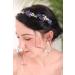 Fxmimior Bridal Headpiece Blue Sapphire Rhinestone Headband Blue Crystal Hair Vine Silver Bridal Headbands for Wedding Party Wedding Hair Jewelry(Heaband)