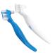 Denture Brush (Set of 2) Blue & White Brushes Easy Grip Handle Double Bristle Head