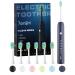 7AM2M Sonic Electric Toothbrush for Adults and Kids One Charge for 90 Days with 6 Brush Heads 5 Modes with 2 Minutes Build in Smart Timer Roman Column Handle Design (Navy Blue) Dark Blue No Travel Case