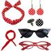 Dyeulget 50s Costumes for Women 1950s Headbands and Drop Earrings Set | Cat Eye Glasses with Vintage Polka Dot Hair Bands and Headband for Women Red One Size - Buy Online on GoSupps.com
