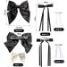 Svitzoot Set of 2 Hair Clips with French Bow + 6 Pieces Duck Bill Bow Hair Clip French Hair Clips for Girls Elegant Satin Hair Band Hair Bow with Thin Bands - Buy Online on GoSupps.com