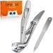 Angled Head Nail Clippers for Thick Nails - DRMODE Ergonomic Toe Nail Clippers for Thick Nails with Wide Opening Premium Steel Large Toenail Clippers Cutter for Men Seniors Women with Catcher Silver Angled Head Silver