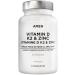 Amen Vitamin D3 K2 & Zinc Supplement - 2-Month Supply - Immune & Bone Health Energy Metabolism Skin & Tissue Support Whole Food With Apple Blueberry Cranberry Elderberry - Non-GMO - 60 Capsules