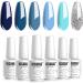 Vishine Blue Turquoise Navy Blue Gel Nail Polish Sets Glitter Gel Polish Kit Soak Off LED Required Nail Gel Polish 8ml - Buy Online on GoSupps.com